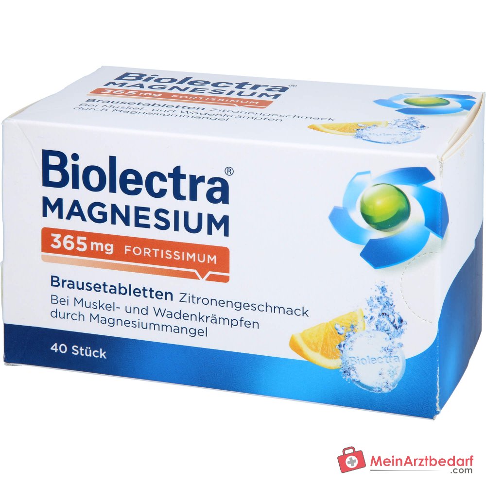 Biolectra Magnesium 365 mg fortissimum Magnesiumcarbonat / Magnesiumoxid Brausetabletten Zitronengeschmack, 40 St..
