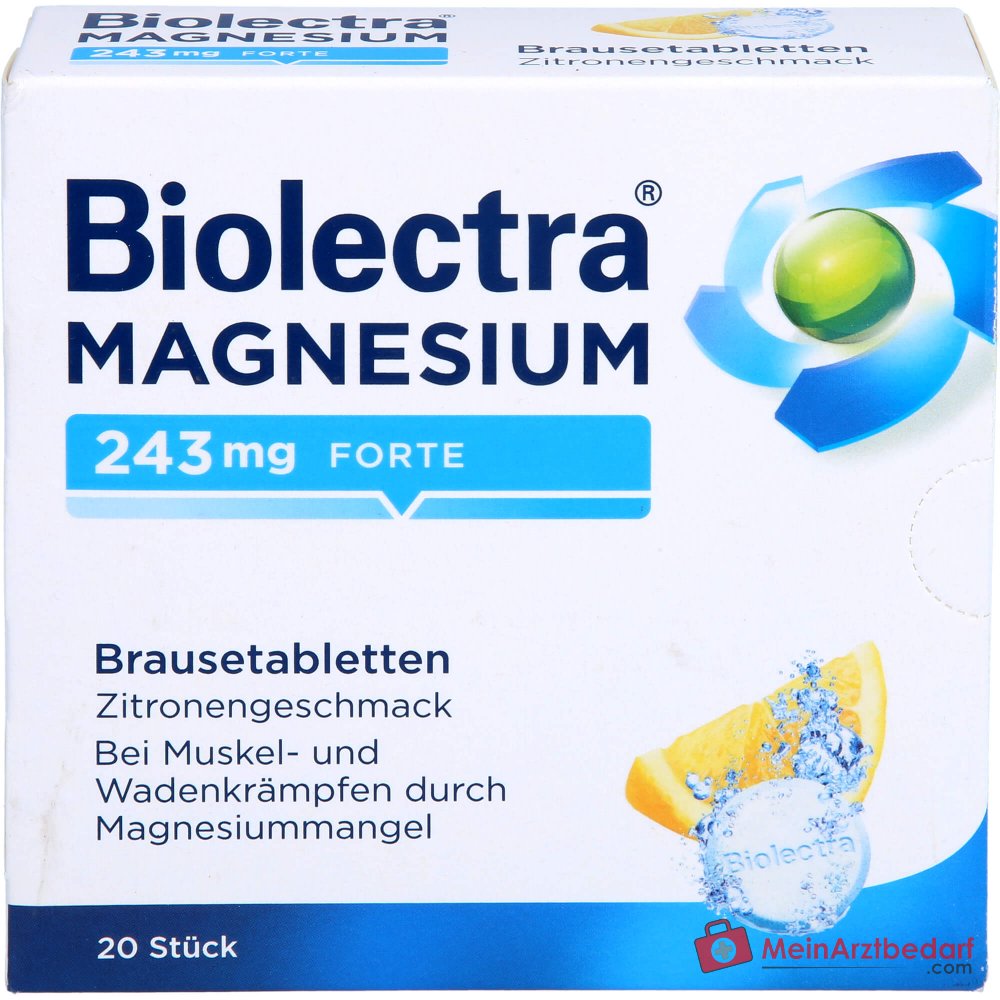 Biolectra Magnesium 243 mg forte Magnesiumoxid Brausetabletten Zitronengeschmack, 20 St..