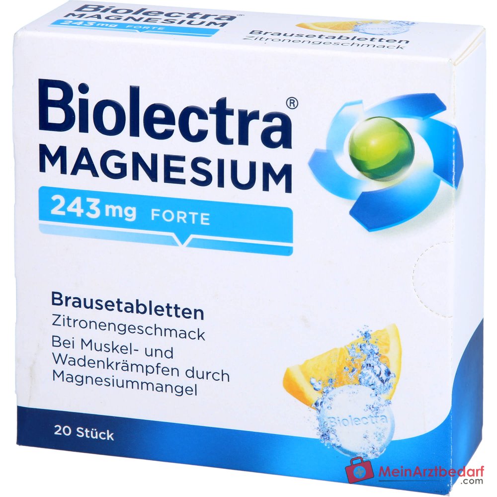 Biolectra Magnesium 243 mg forte Magnesiumoxid Brausetabletten Zitronengeschmack, 20 St..