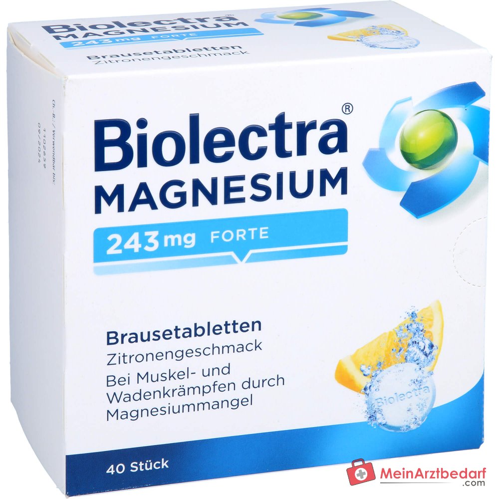 Biolectra Magnesium 243 mg forte Magnesiumoxid Brausetabletten Zitronengeschmack, 40 St..