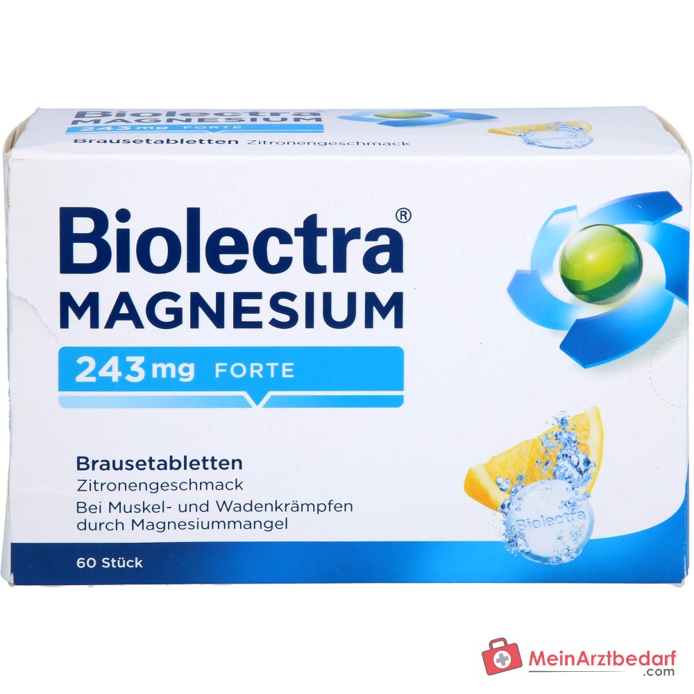 Biolectra Magnesium 243 mg forte Magnesiumoxid Brausetabletten Zitronengeschmack, 60 St..