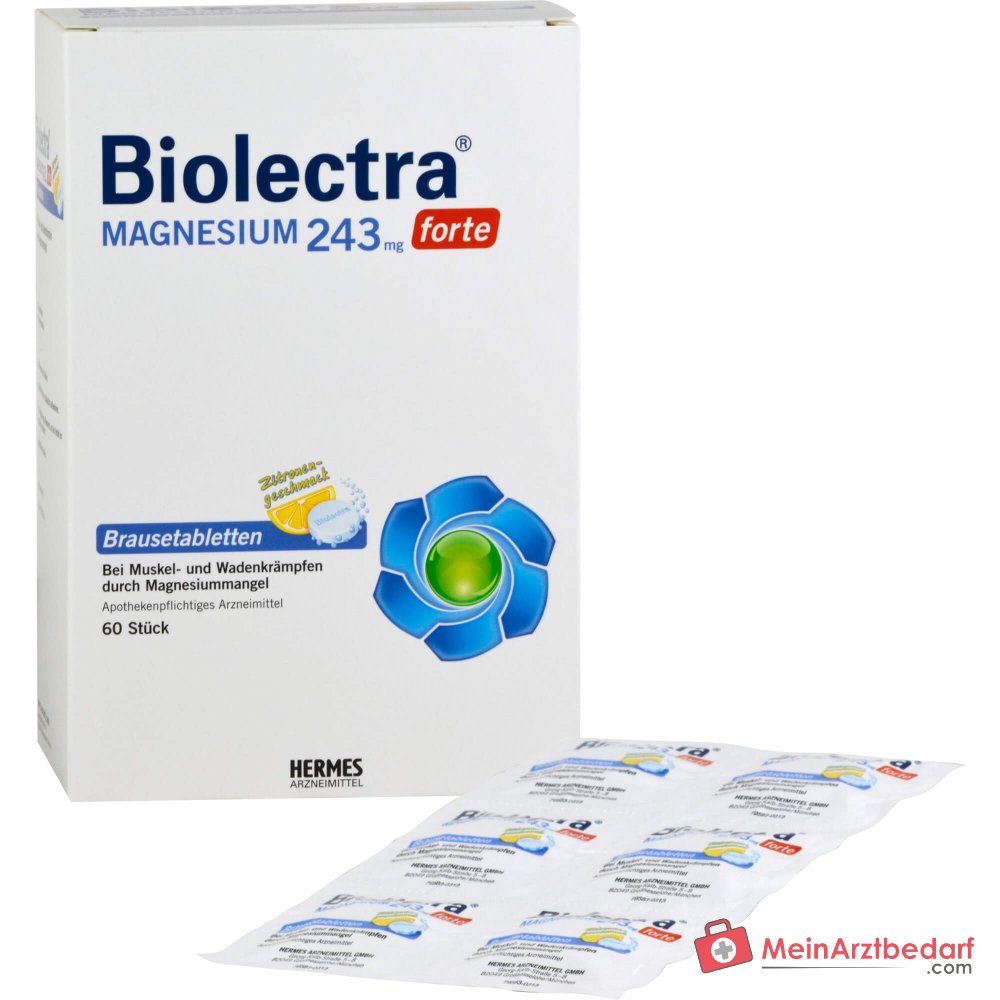 Biolectra Magnesium 243 mg forte Magnesiumoxid Brausetabletten Zitronengeschmack, 60 St..