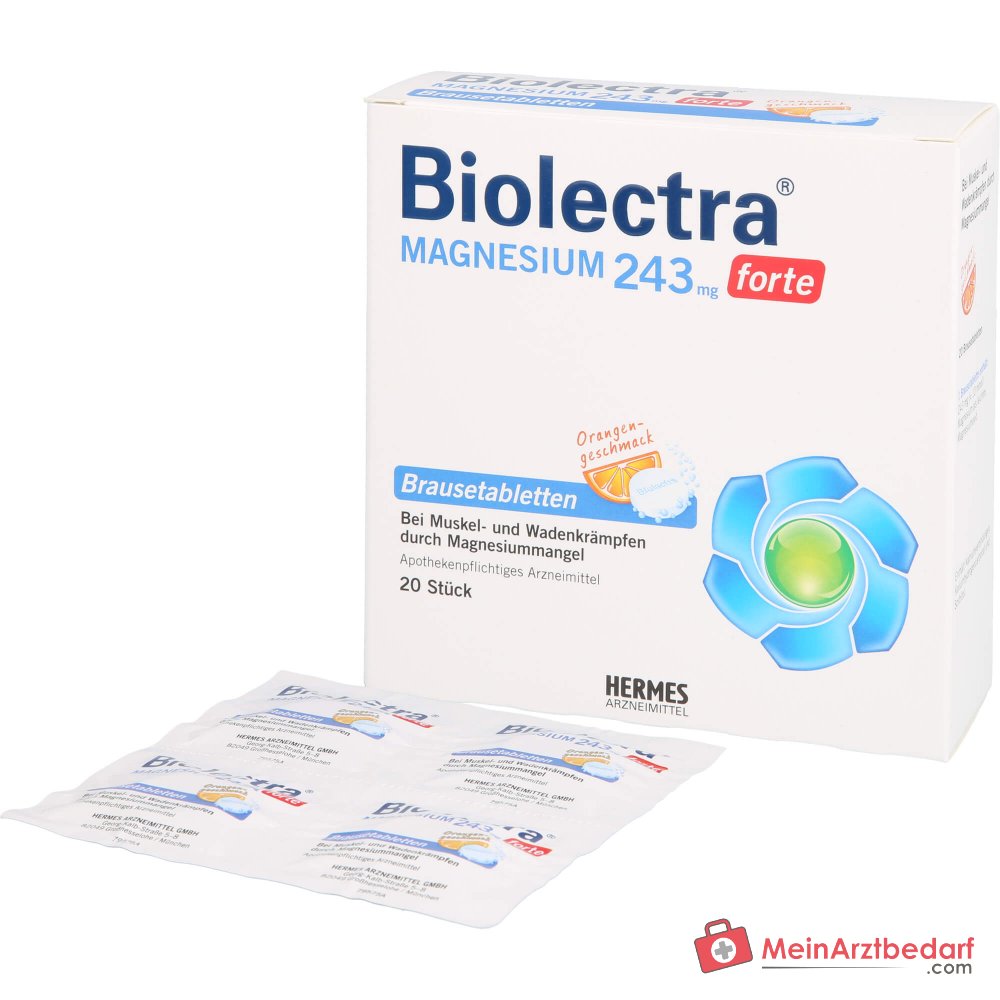 Biolectra Magnesium 243 mg forte Magnesium Brausetabletten Orangengeschmack, 20 St..