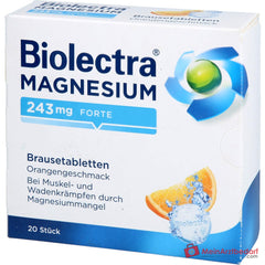 Biolectra Magnesium 243 mg forte Magnesium Brausetabletten Orangengeschmack, 20 St..