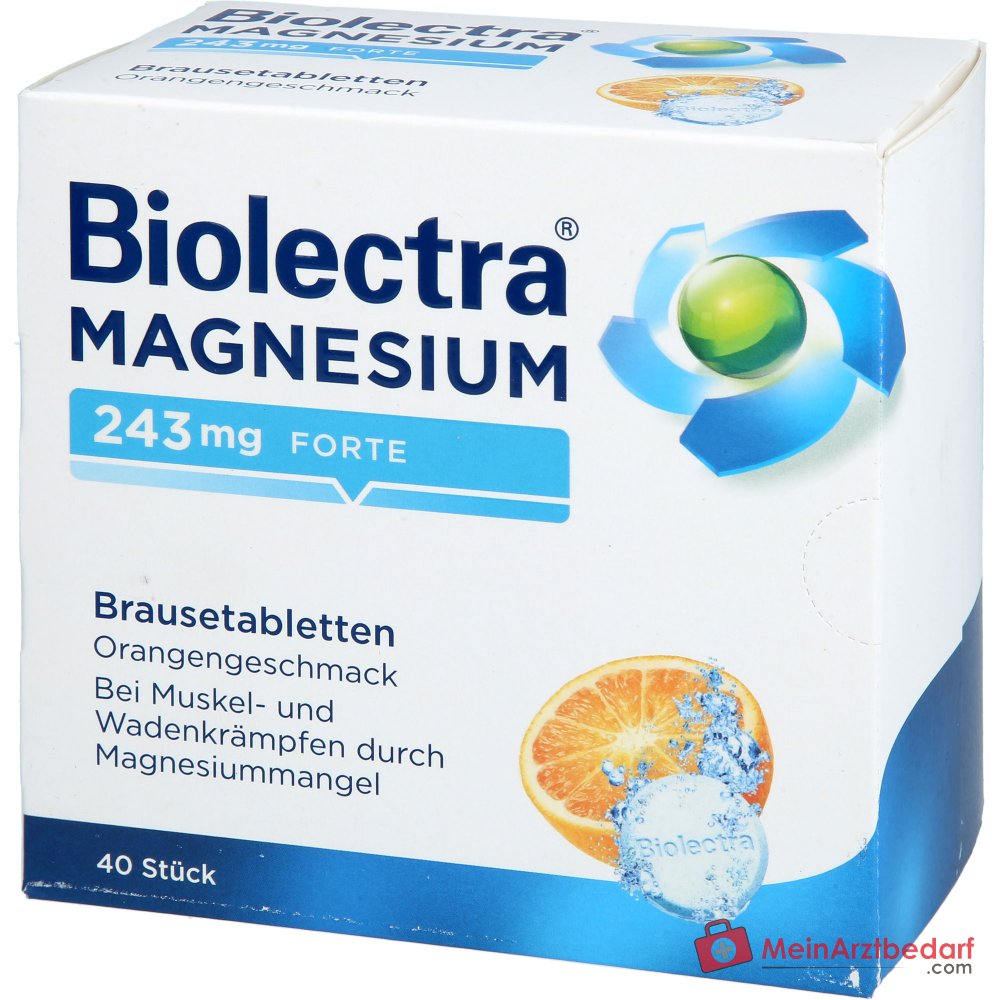 Biolectra Magnesium Magnesiumoxid Brausetabletten Orangengeschmack 243 mg, 40 St..