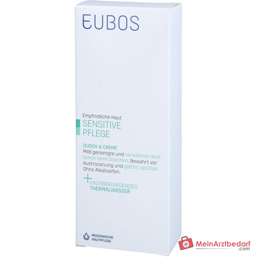 Eubos Sensitive Dusch & Creme Thermalwasser / Panthenol / Pflegende Lipide Emulsion, 200 ml.