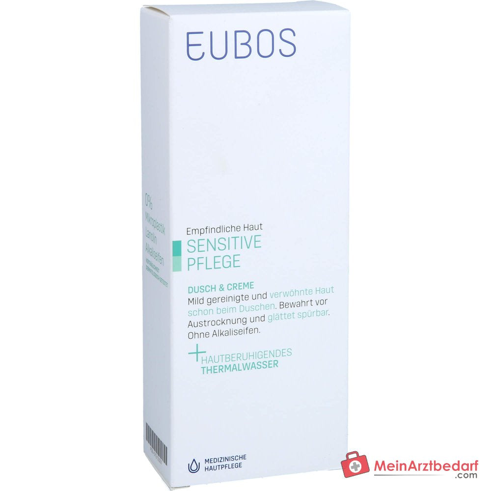 Eubos Sensitive Dusch & Creme Thermalwasser / Panthenol / Pflegende Lipide Emulsion, 200 ml.