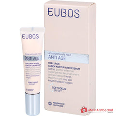 Eubos Anti Age Hyaluron Augen Kontur Cremeserum Hyaluronsäure / Silanol / Matrixyl / Liftonin / Cupuacu-Butter / Shea-Butter Creme, 15 ml.
