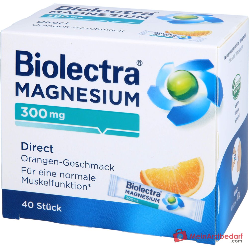 Biolectra Magnesium Direct Orange Magnesiumoxid Direktgranulat, 40 Sticks.