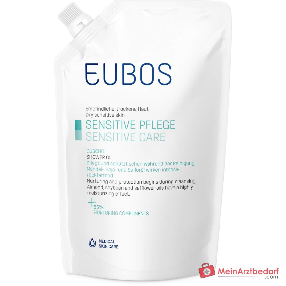 Eubos Sensitive Duschöl F Mandelöl / Sojaöl / Safloröl / Kamillenextrakt / Bisabolol Öl, 400 ml.
