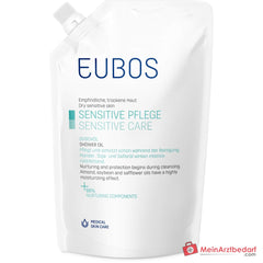Eubos Sensitive Duschöl F Mandelöl / Sojaöl / Safloröl / Kamillenextrakt / Bisabolol Öl, 400 ml.