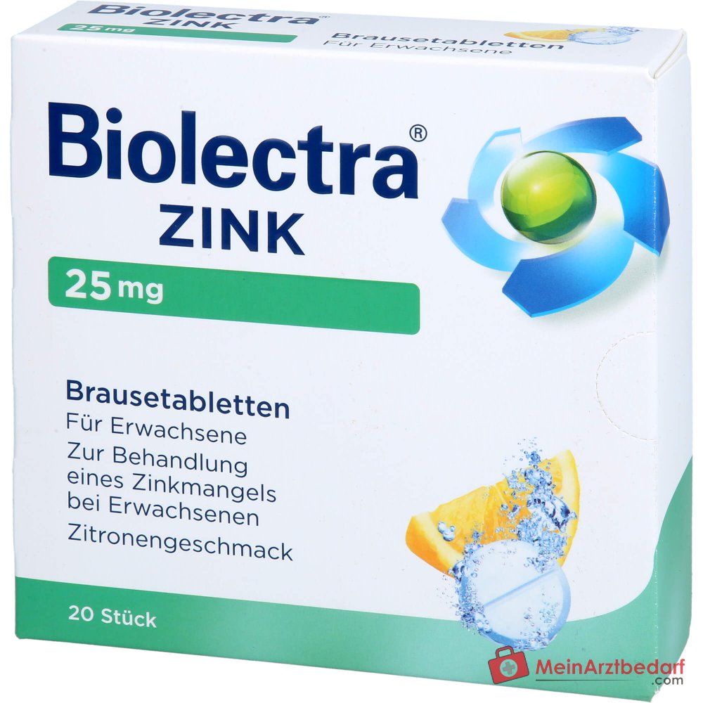 Biolectra Zink Zinksulfat Brausetabletten 25 mg, 20 St..