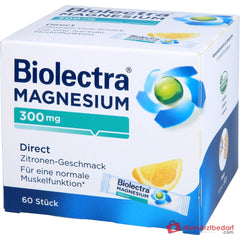Biolectra Magnesium 300 mg Direct Magnesiumoxid Micro-Pellets Zitrone, 60 Sticks.