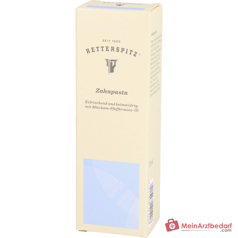 Retterspitz Zahnpasta mit Pfefferminzöl und Meersalz, 75 ml.