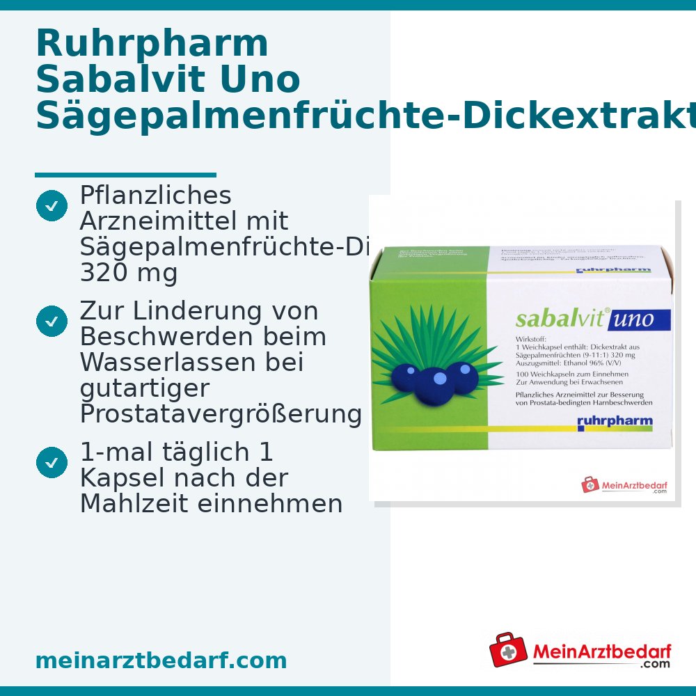 Ruhrpharm Sabalvit Uno Sägepalmenfrüchte-Dickextrakt Weichkapseln, 40 St.