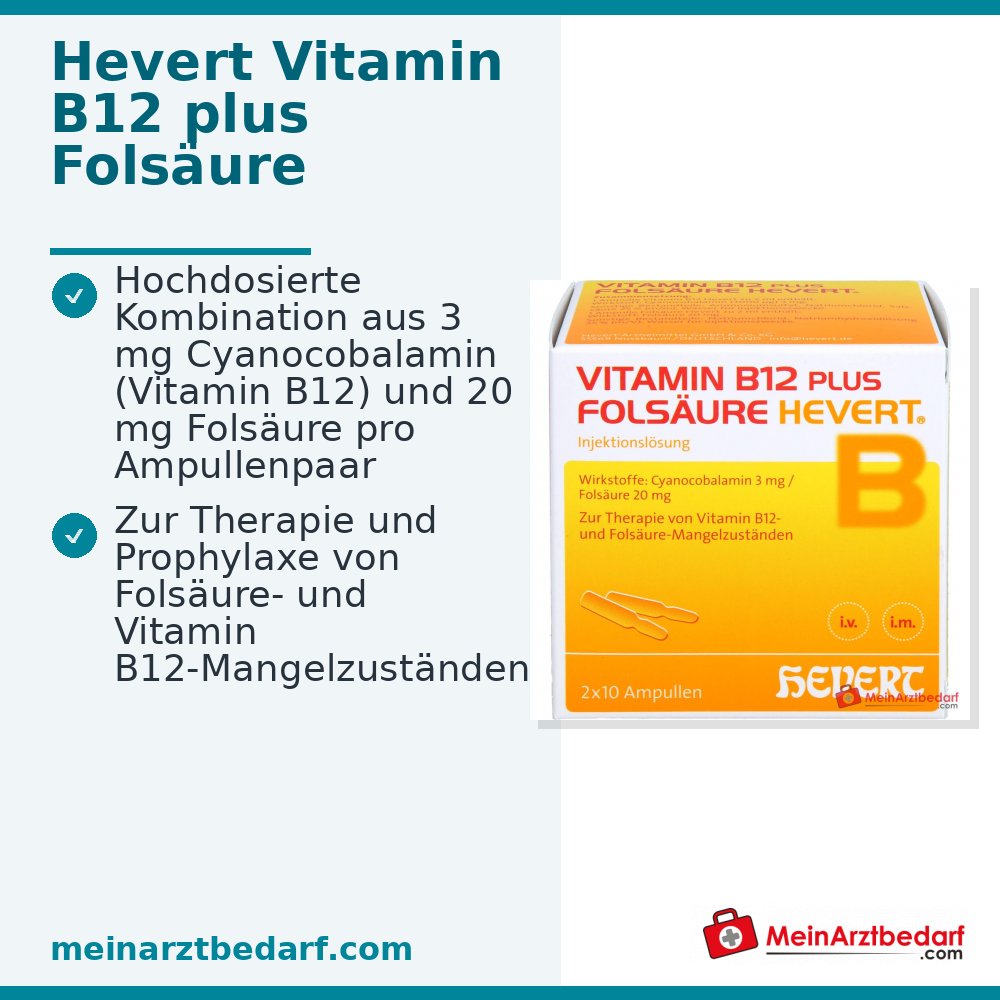 Hevert Vitamine B12 plus Acide Folique Solution injectable, 2 x 10 ampoules