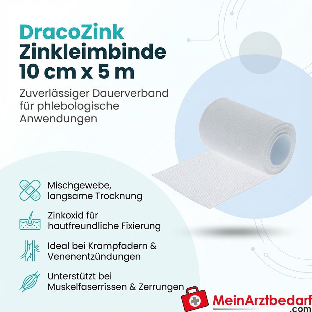 DracoZink Zinkleimbinde Zinkoxid Binde 10 cm x 5 m 1 Stück