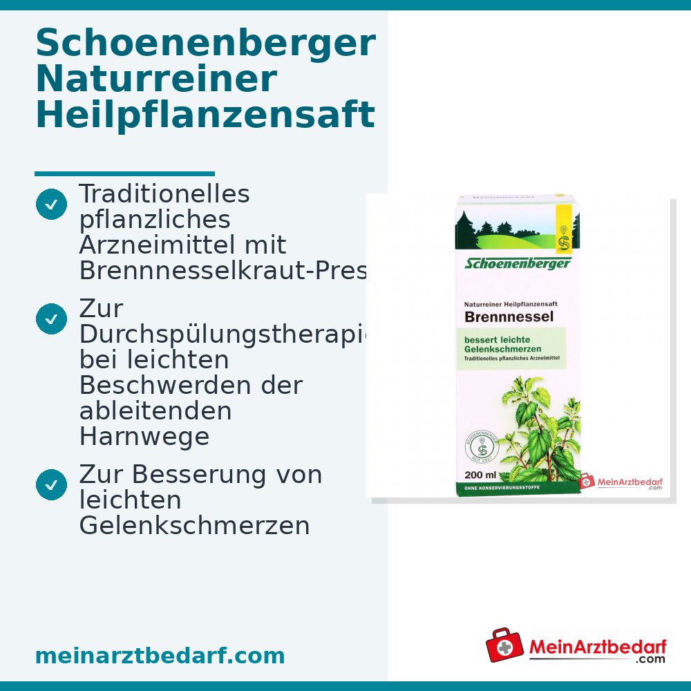 Schoenenberger Succo Naturale di Piante Medicinali Ortica Succo di Ortica, 200 ml