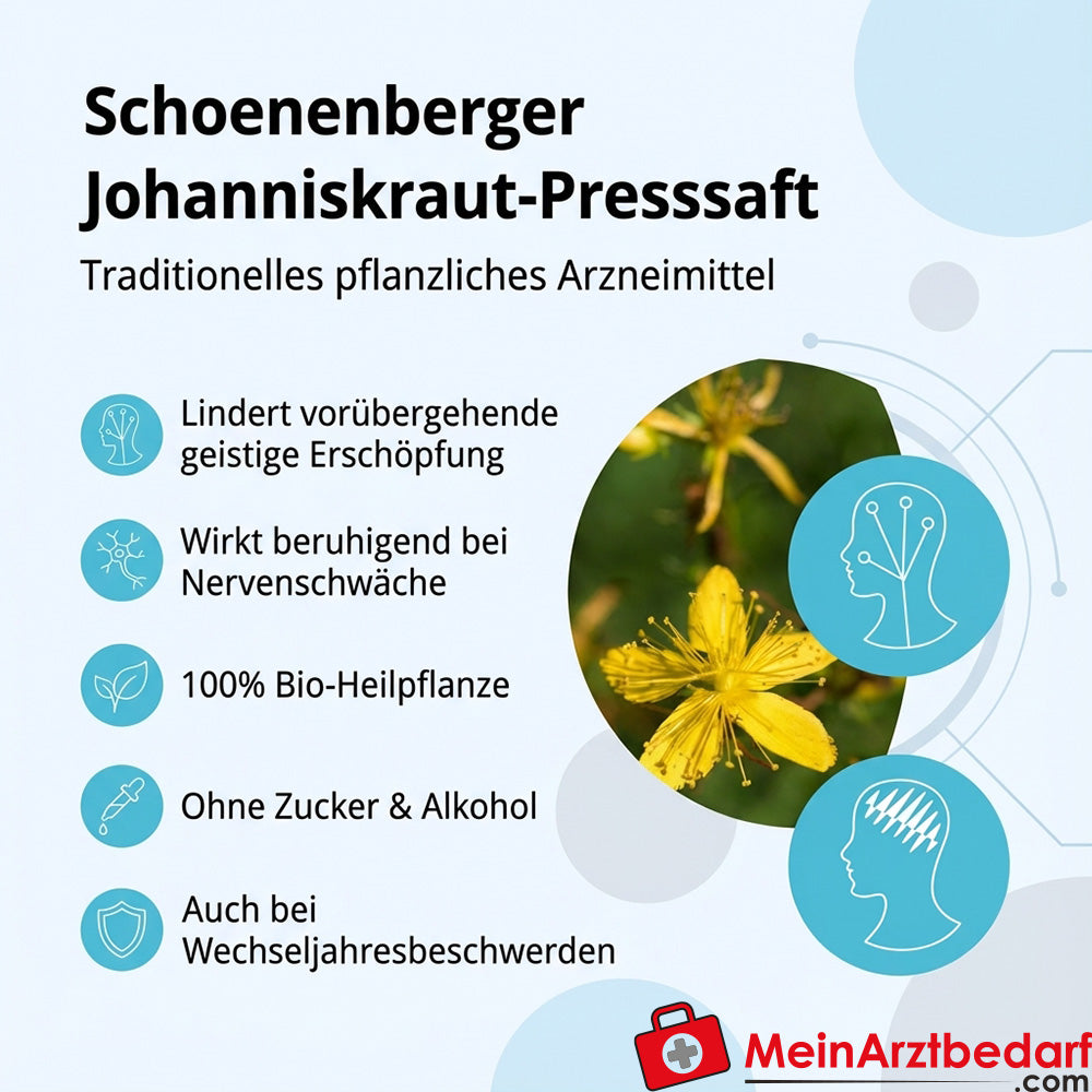 Schoenenberger Naturreiner Heilpflanzensaft Johanniskraut bei vorübergehender geistiger Erschöpfung, 200 ml