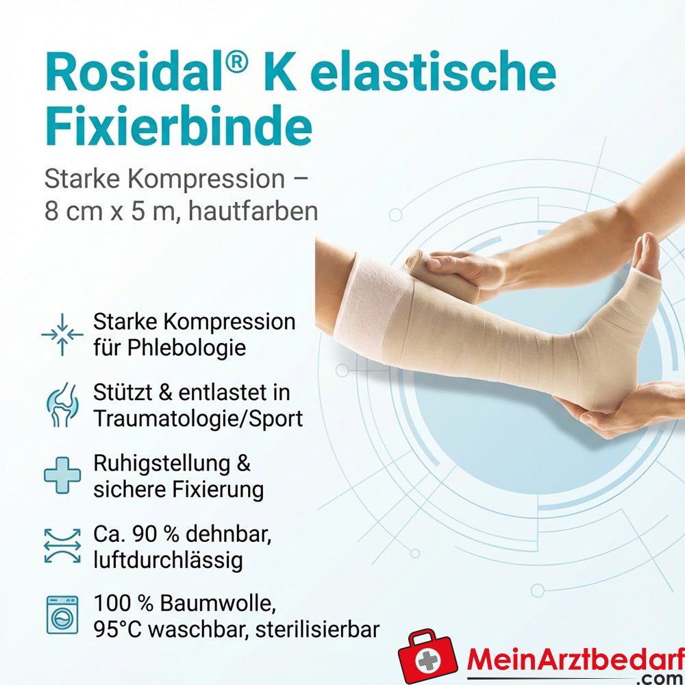 Rosidal K Elastyczny bandaż mocujący 8 cm x 5 m w kolorze skóry 1 szt.