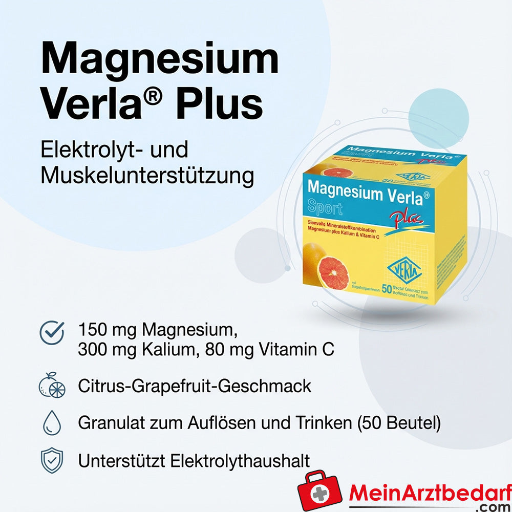 Verla Magnésium Verla Plus granulés 150 mg de magnésium, 300 mg de potassium, 80 mg de vitamine C sachet 50 pièces