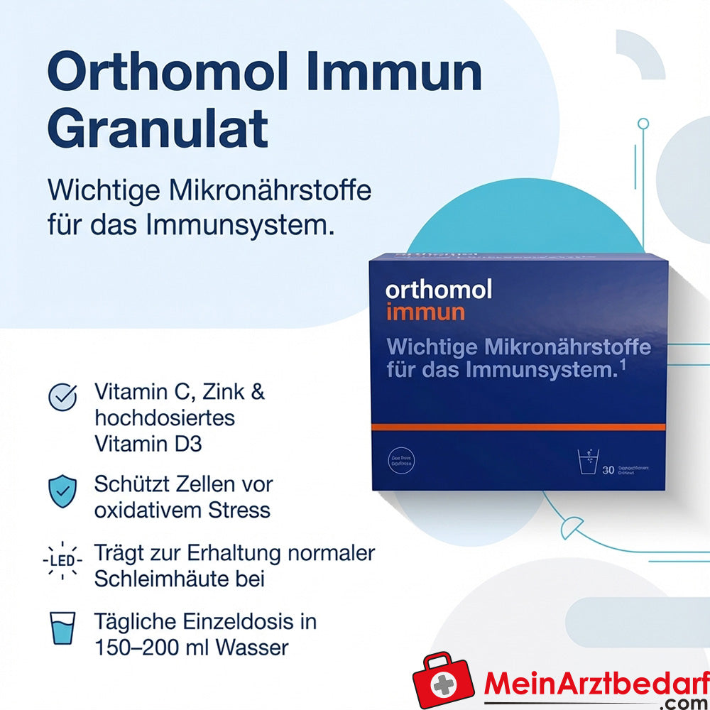 Orthomol Immun Vitamin D3 hochdosiert, Vitamin C und Zink Granulat 30 Beutel