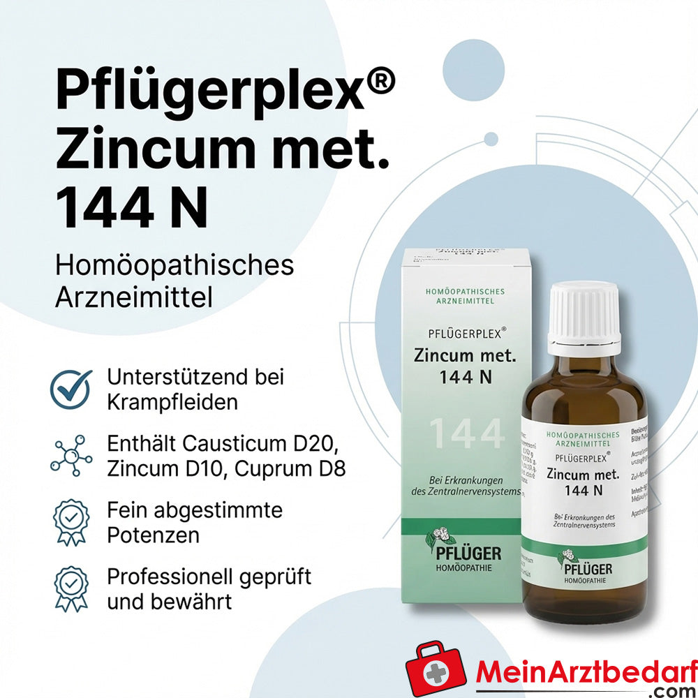 Pflügerplex Zincum met. 144 N lek homeopatyczny, Zincum D10 Causticum D20 Cuprum D8