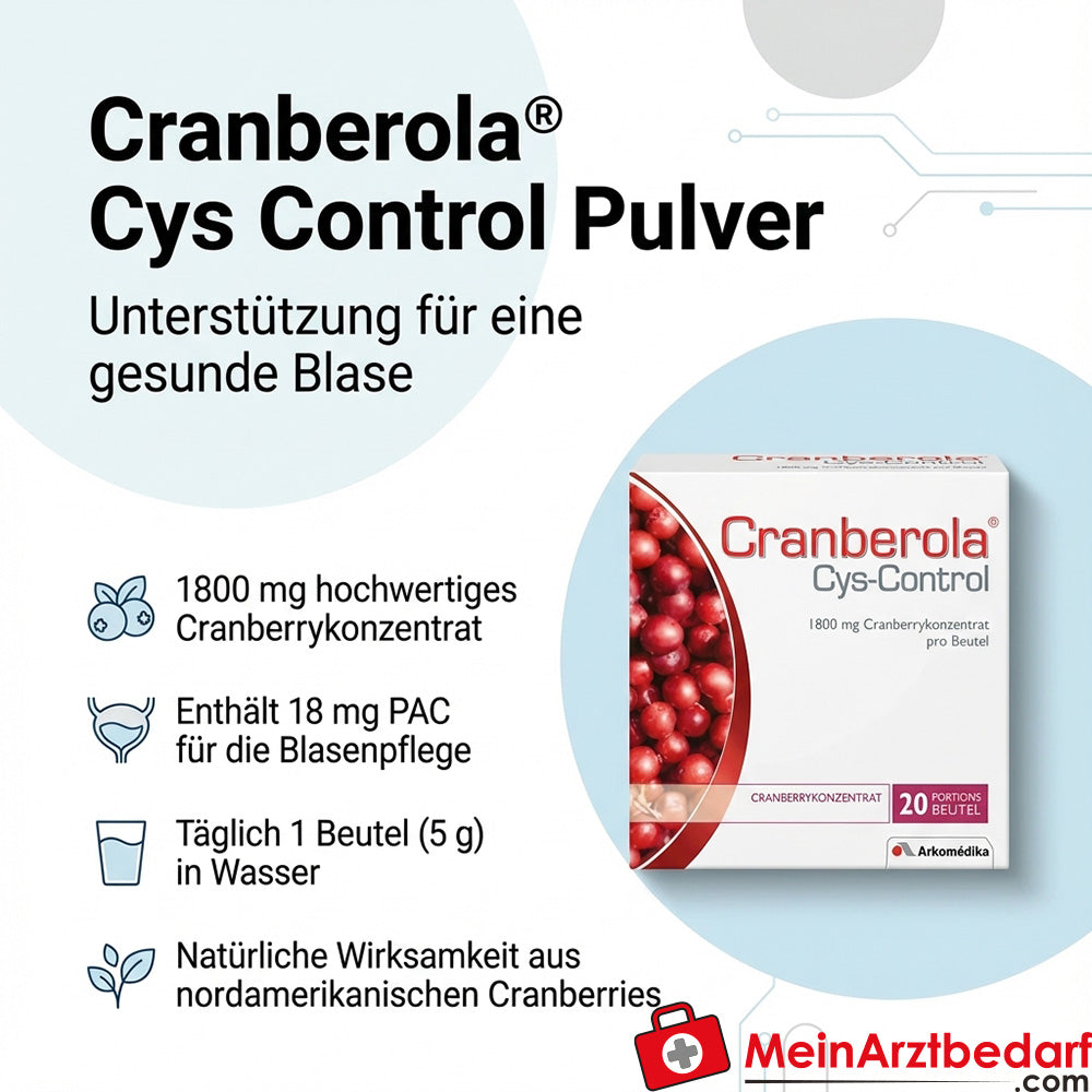 Cranberola Cys Control polvere 1800 mg di mirtillo rosso (18 mg di PAC) 20 x 5 g