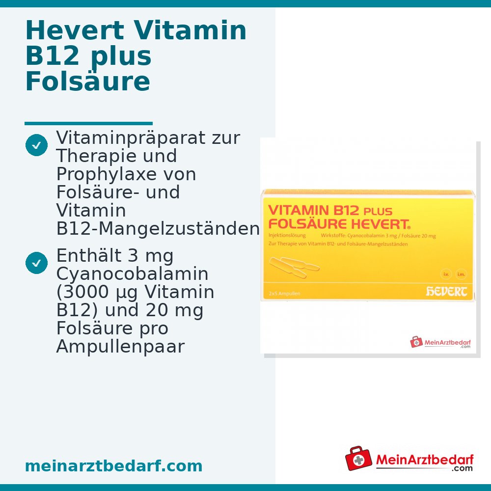 Hevert Vitamine B12 plus acide folique solution injectable, 2 x 5 ampoules
