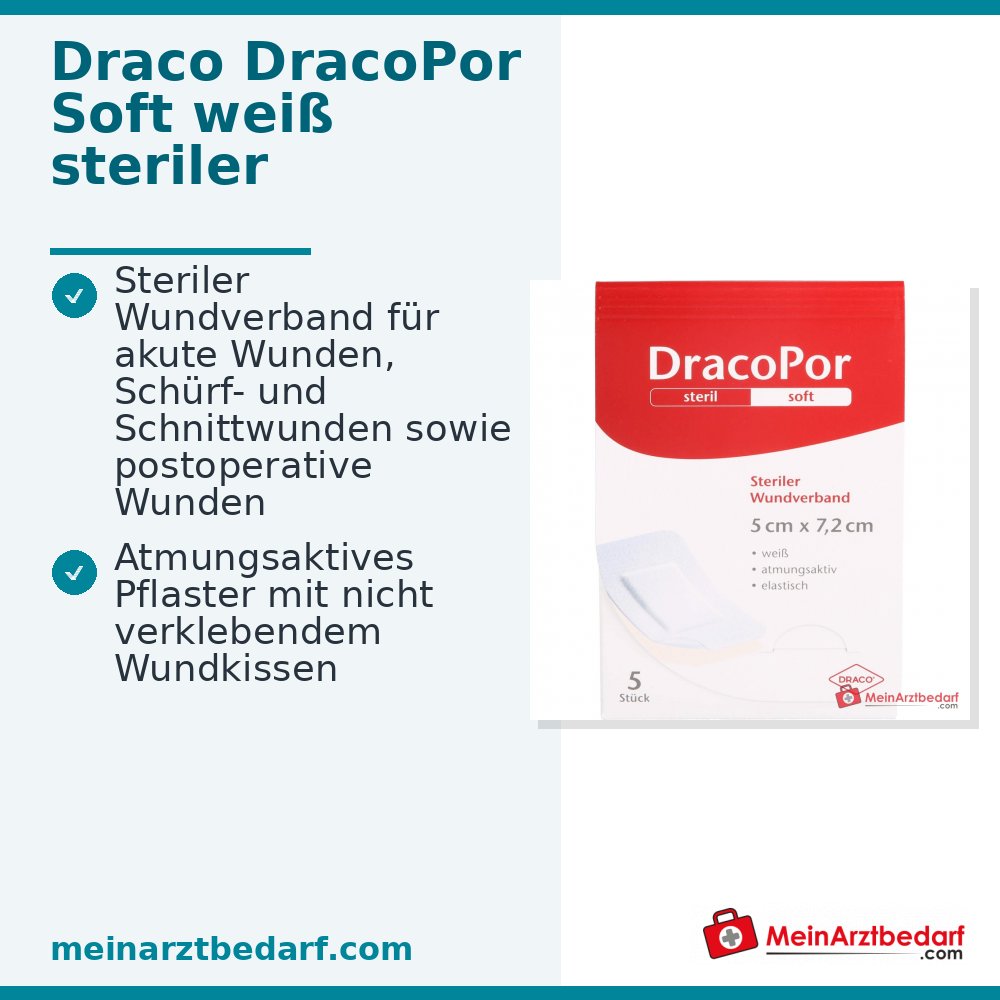 DracoPor Medicazione per ferite Morbida monoadesiva sterile 7,2 x 5 cm