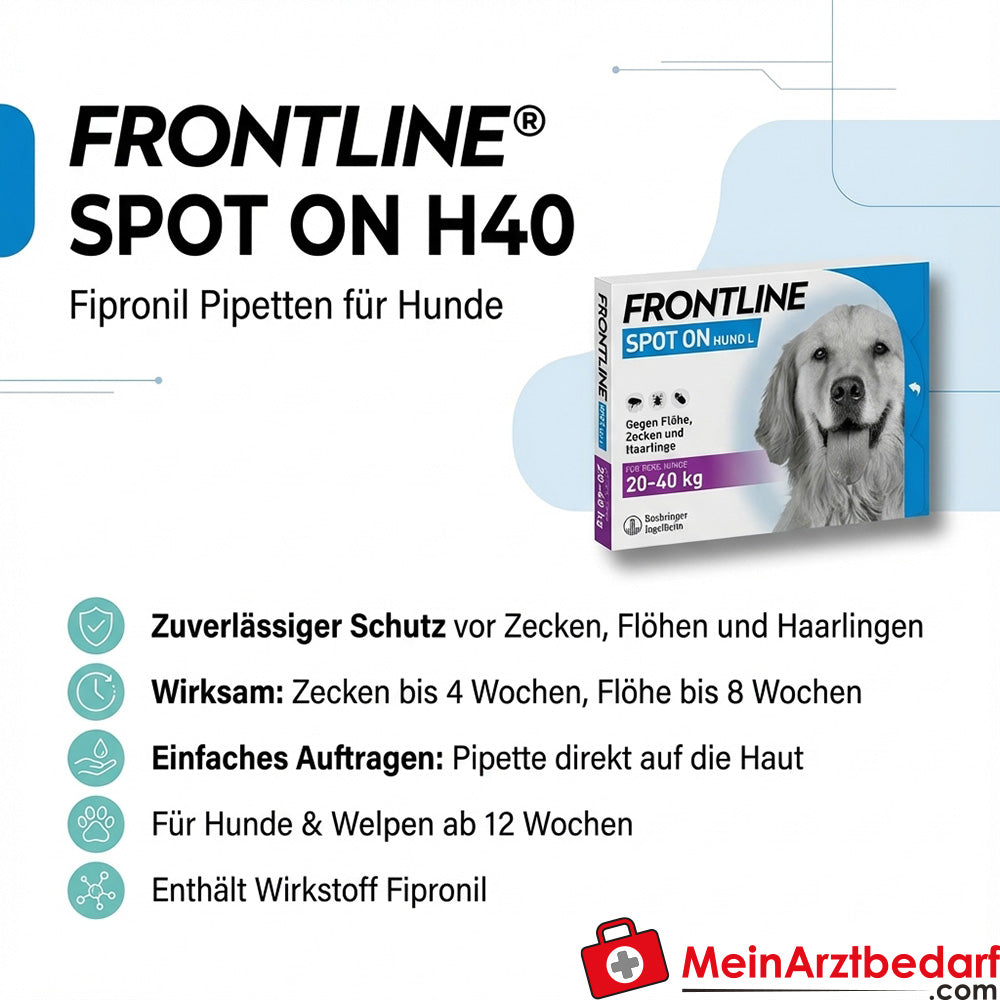 Frontline Spot On H40 Fipronil pipetas 6 unidades