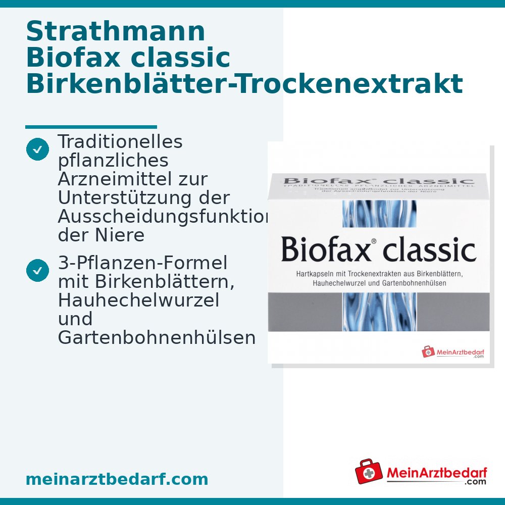 Strathmann Biofax classic Birkenblätter-Trockenextrakt / Hauhechelwurzel-Trockenextrakt / Bohnenschalen-Trockenextrakt Hartkapseln, 60 St.