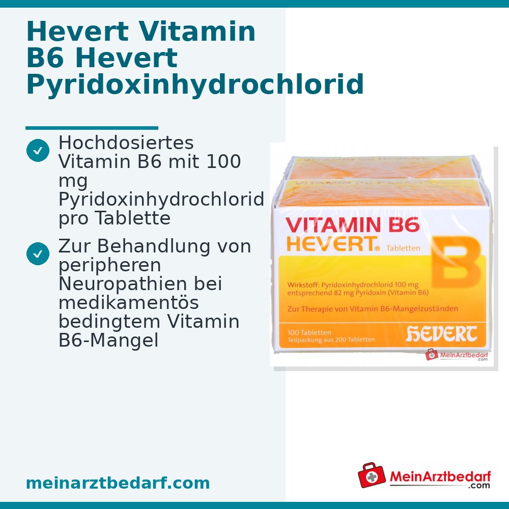 Hevert Vitamin B6 Pyridoxinhydrochlorid Tabletten, 100 Stück