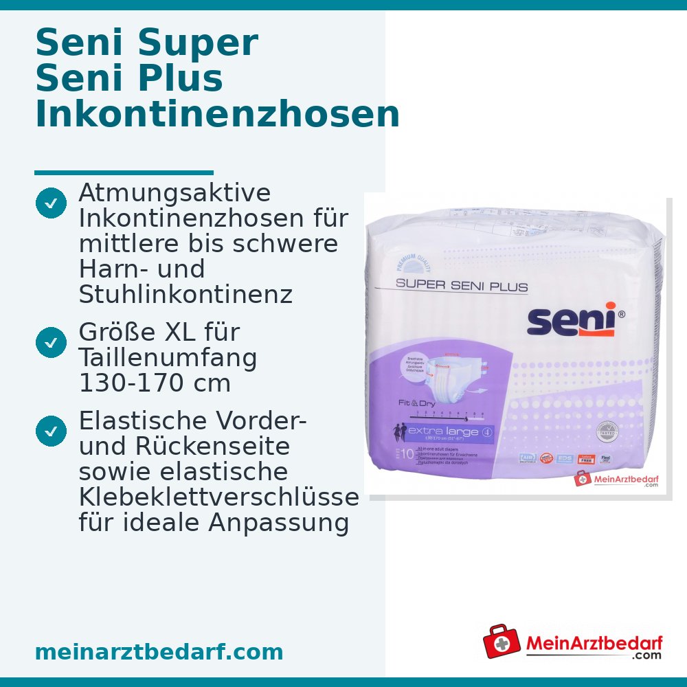 Super SENI Plus incontinentiebroek XL (tailleomvang 130-170 cm) met vochtindicator voor matige tot ernstige incontinentie
