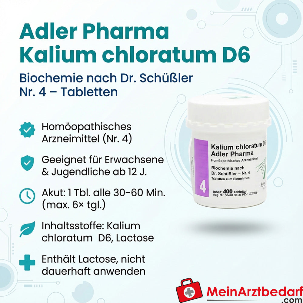 Adler Pharma Kalium chloratum D6 Tabletten homöopathisches Arzneimittel