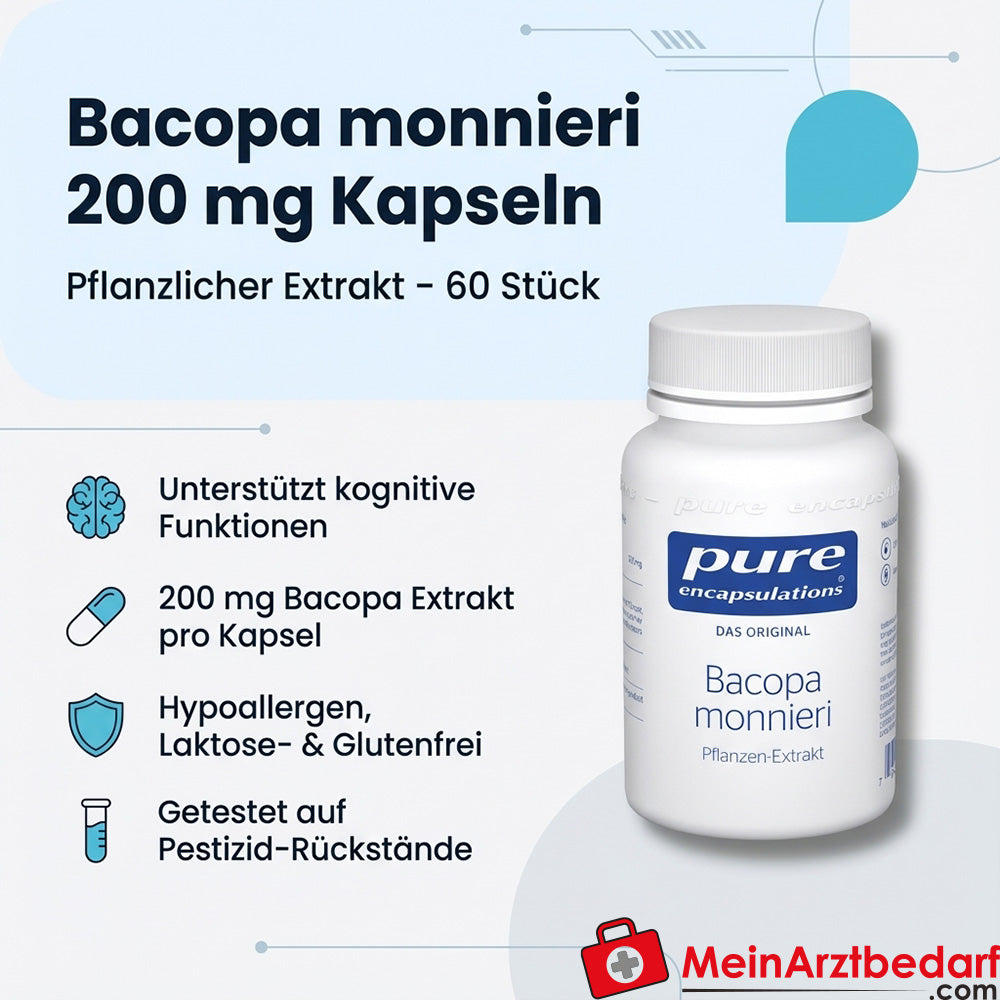 Pure Encapsulations Bacopa monnieri 200 mg Kapseln 60 Stück