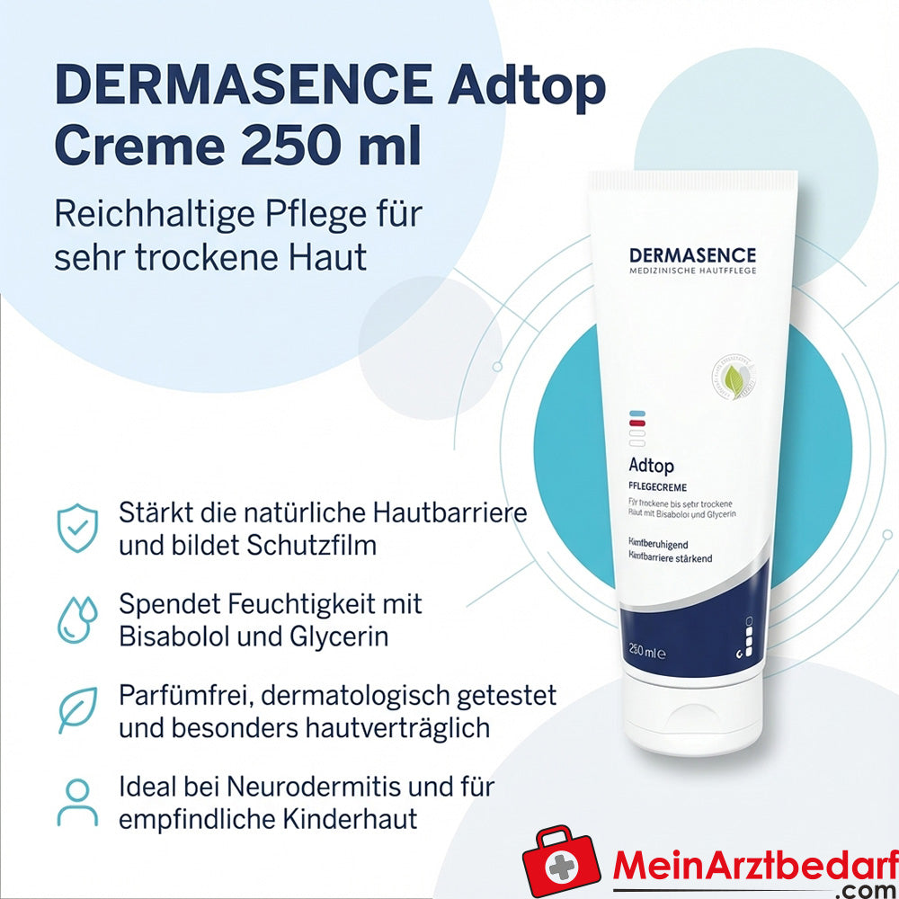 DERMASENCE Adtop Creme 250 ml für sehr trockene Haut, parfümfrei, dermatologisch getestet
