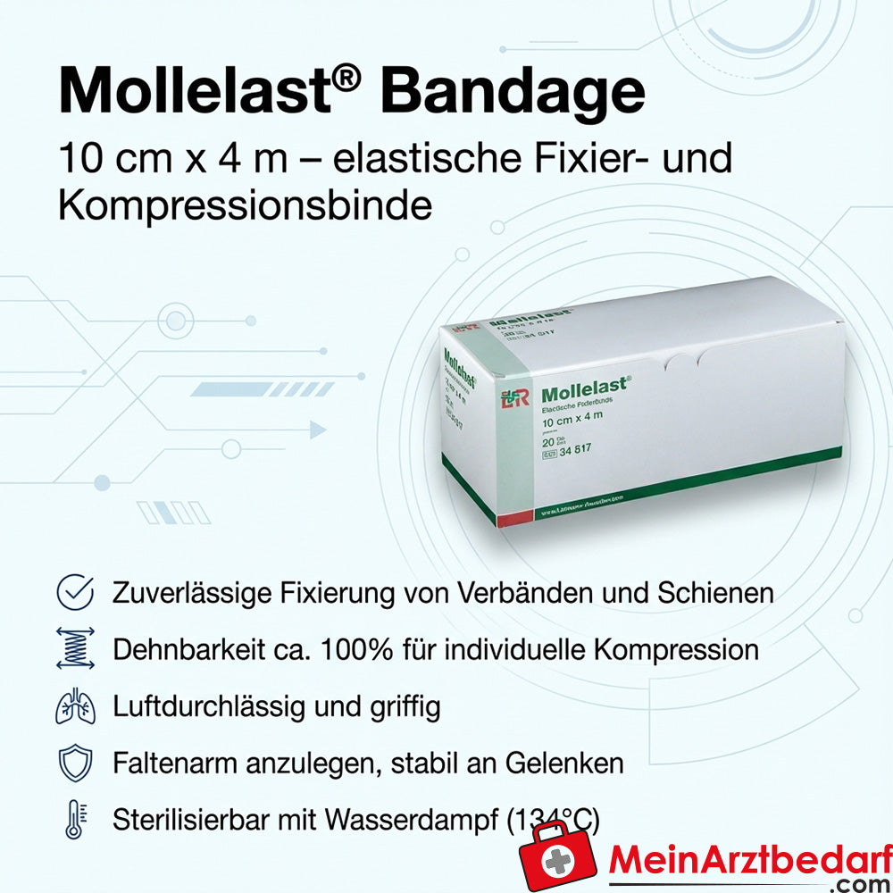 Mollelast® elastisch fixatie- en compressieverband 10 cm x 4 m, 20 stuks