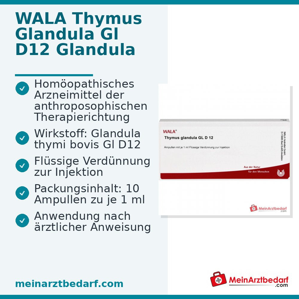 WALA Thymus Glandula Gl D12 Ampollas, 10 x 1 ml