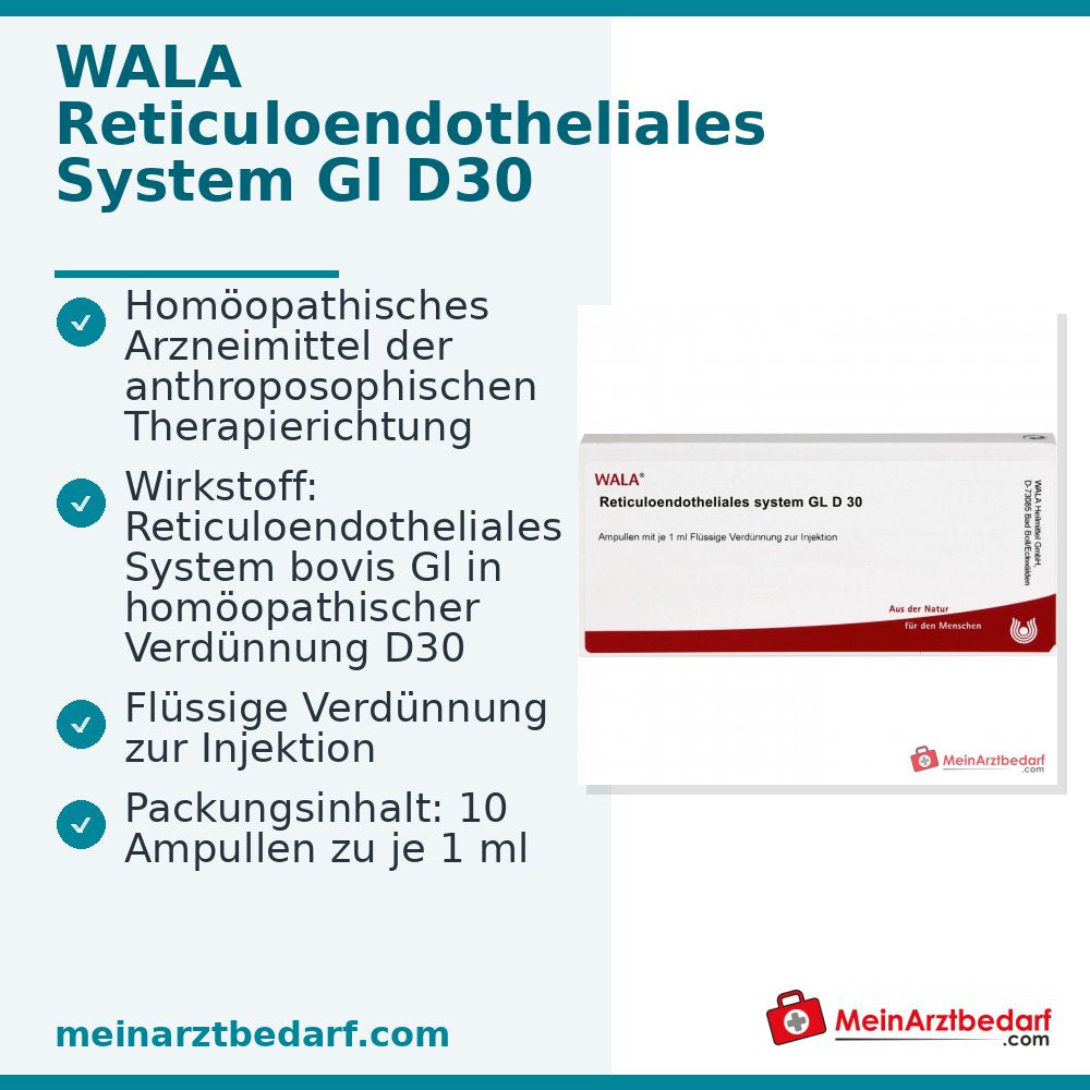 WALA Système réticulo-endothélial Gl D30 ampoules, 10 x 1 ml.
