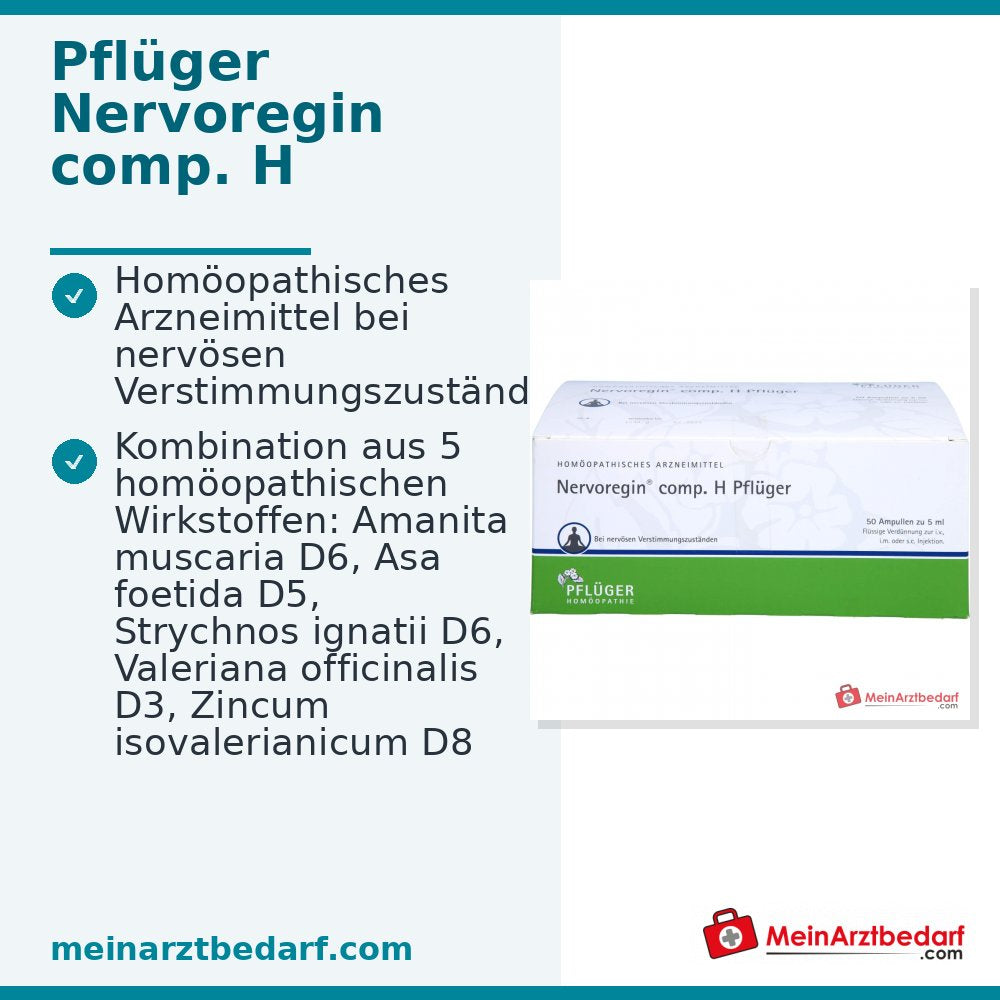 Pflüger Nervoregin comp. H Amanita muscaria / Asa foetida / Strychnos ignatii / Valeriana officinalis / Zincum isovalerianicum Ampoules, 10 unités.