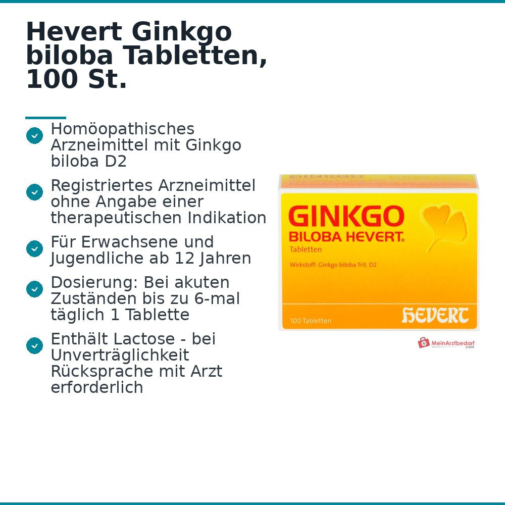 Hevert Ginkgo Biloba Comprimidos, 100 uds.