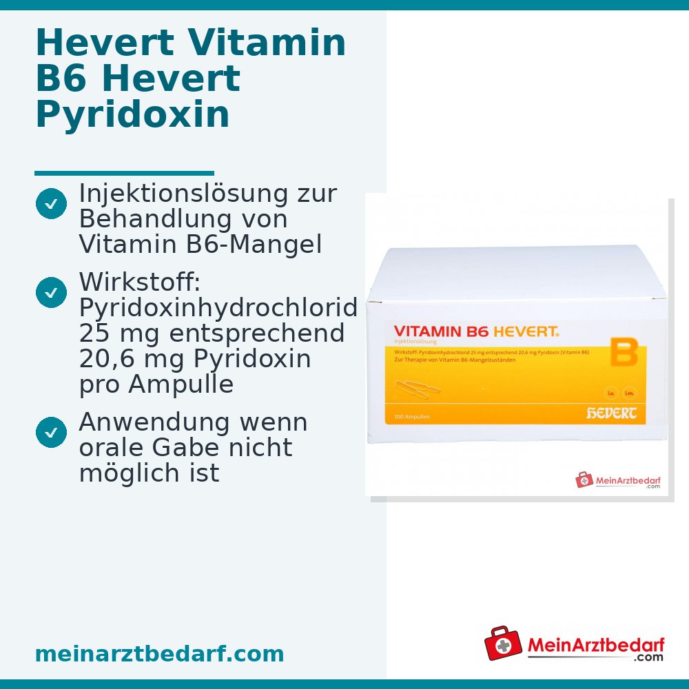 Hevert Vitamina B6 Piridossina soluzione iniettabile fiale, 100 pezzi