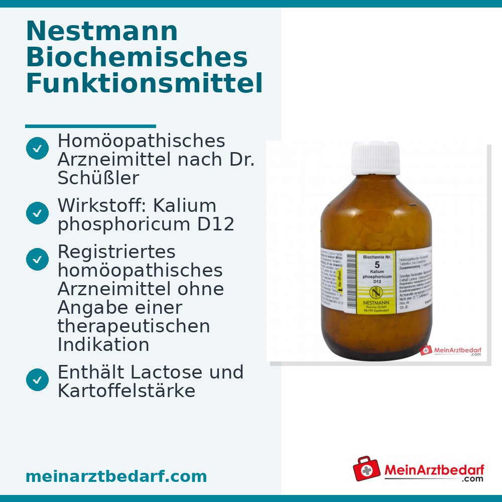 Nestmann Biochemisch Functioneel Middel Nr. 5 Kalium fosforicum D12 Tabletten, 100 stuks.