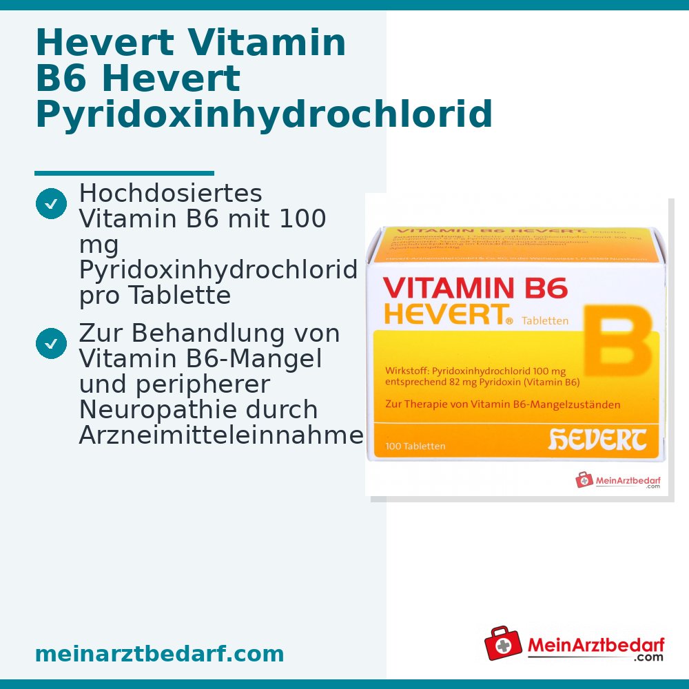 Hevert Vitamin B6 Pyridoxinhydrochlorid Tabletten, 100 Stück