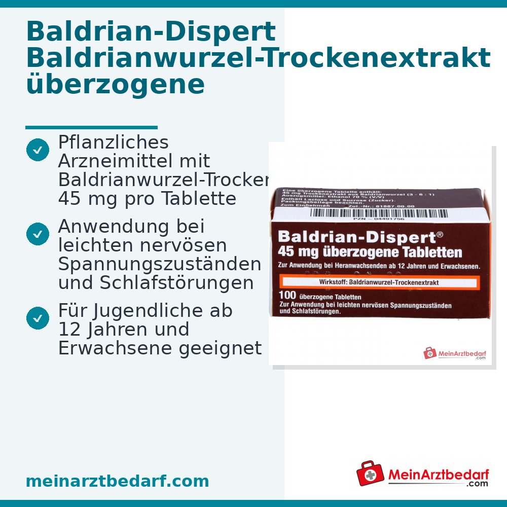 Baldrian Dispert 45 mg omhulde tabletten, 100 stuks.