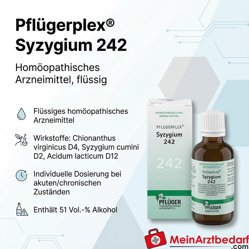 Pflügerplex Syzygium 242 médicament homéopathique Chionanthus virginicus D4, Syzygium cumini D2, Acidum lacticum D12