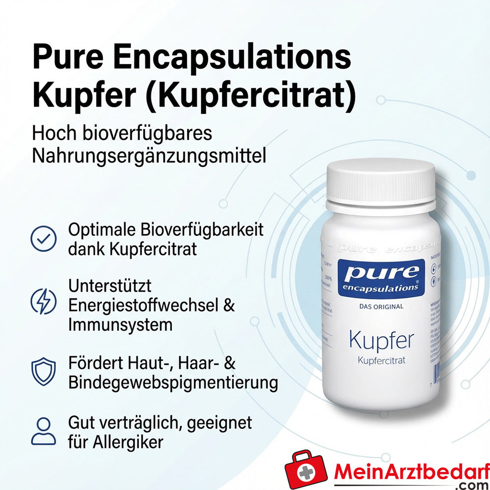 Pure Encapsulations Kupfer (Kupfercitrat) Kapseln 60 Stück