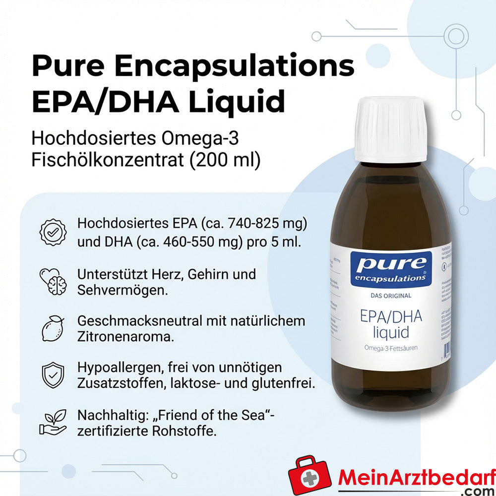 Pure Encapsulations EPA/DHA Liquid Fischölkonzentrat pro 5 ml EPA 740–825 mg DHA 460–550 mg 200 ml