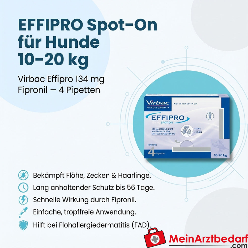 Effipro Spot-On Hunde Fipronil 134 mg (1,34 ml) Pipetten 4 St. 10–20 kg